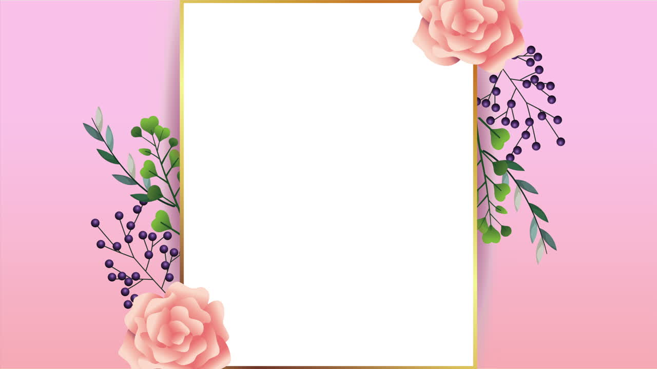 bella decorazione floreale in cornice con rose rosa