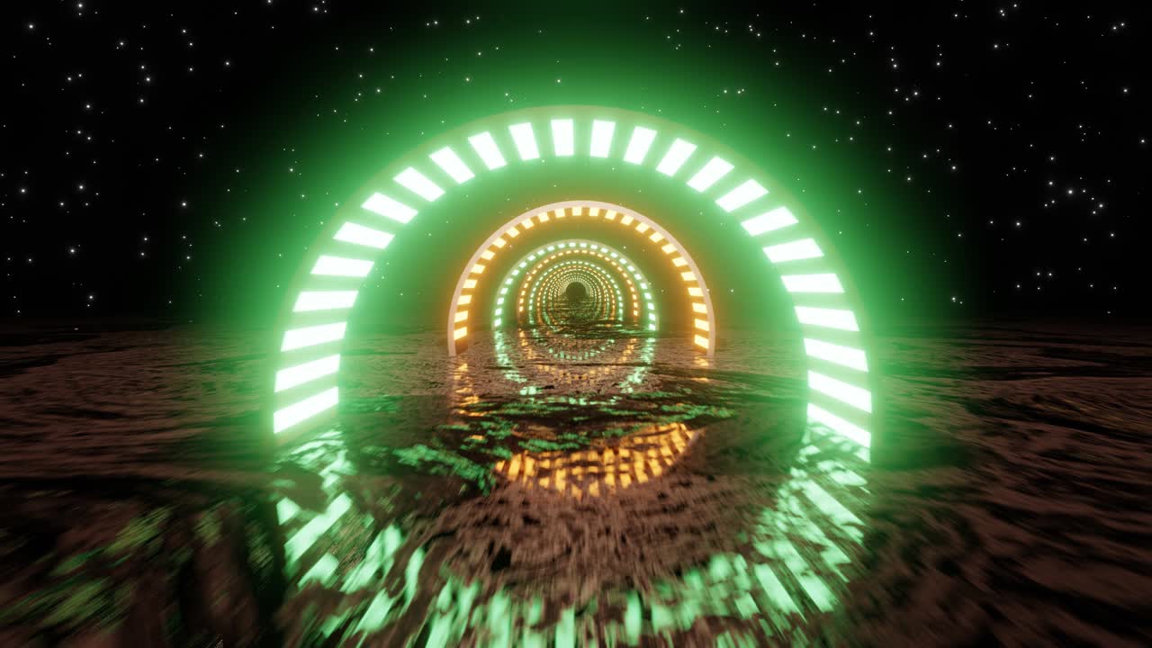 el túnel digital de neón de bucle vj. fondo fluorescente abstracto. fondo de neón. bucle de animación 4k.