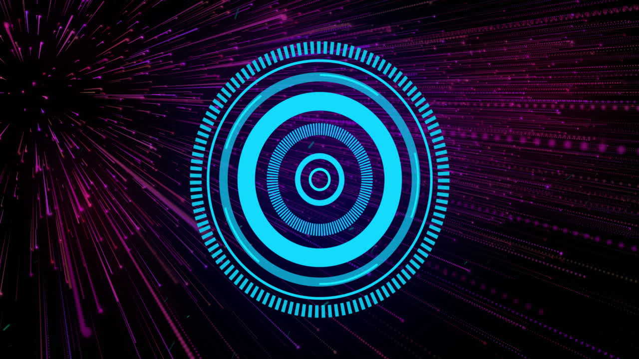 Animazione di una rete di connessioni con effetto di scansione su sfondo nero.