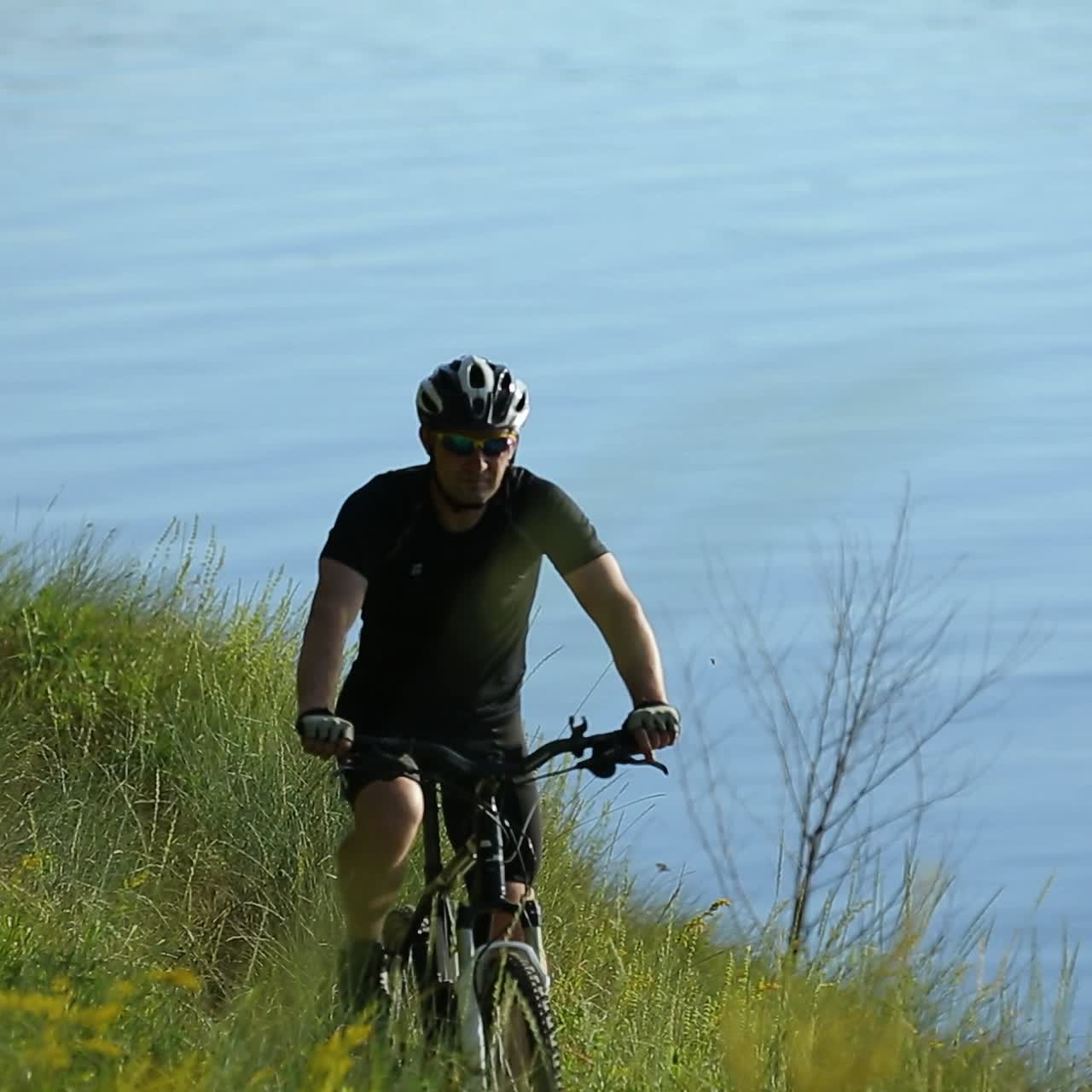 Cyclist Looks Away