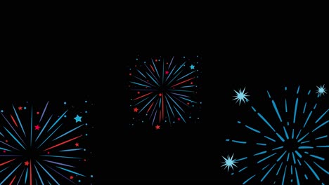 dynamic animation of colorful fireworks bursting against a dark sky, creating a festive and celebratory atmosphere