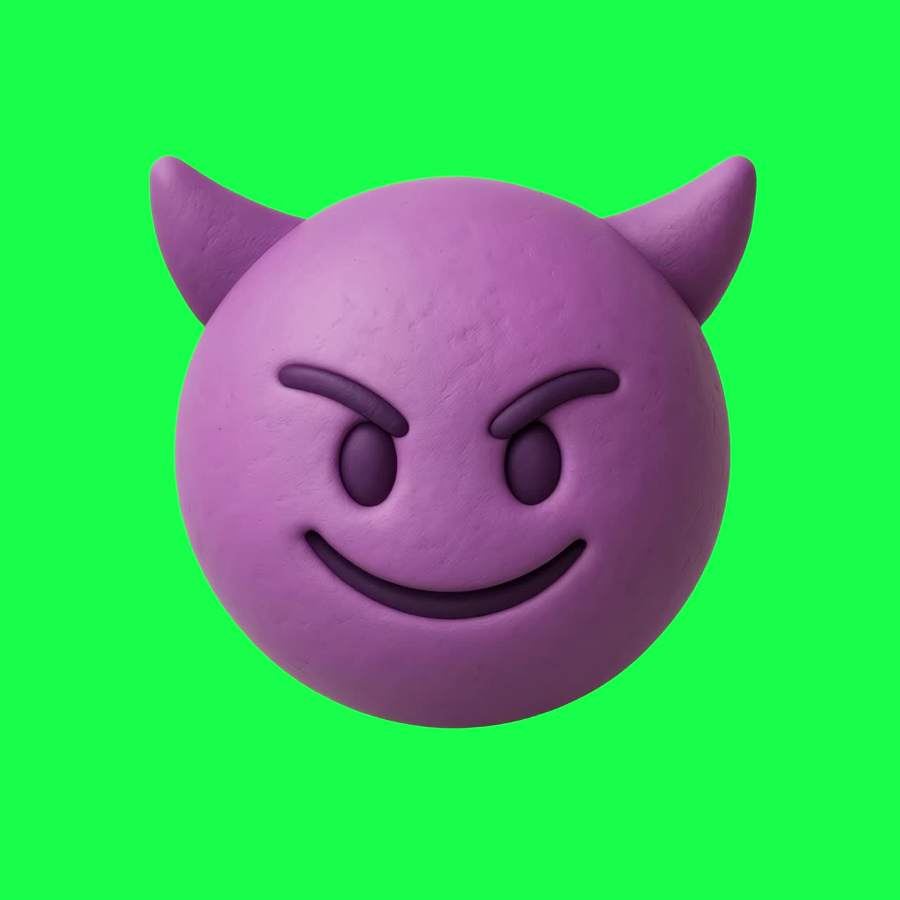 Purple devil emoji expression animation, transparent 4K video, green screen
