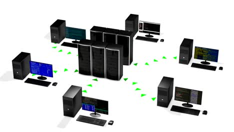 concepto de esquema de alojamiento de centro de datos en la nube, bucle