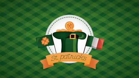 st patricks day animated card with elf hat and ireland flag