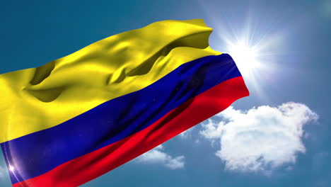 la bandera nacional de colombia soplando en la brisa