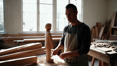 wood carving in a workshop