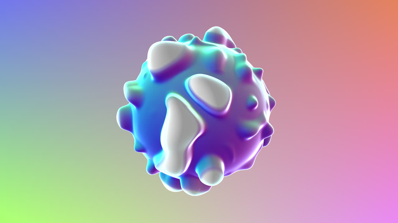 renderización futurista en 3d de una célula flotante brillante en tonos azules y púrpuras