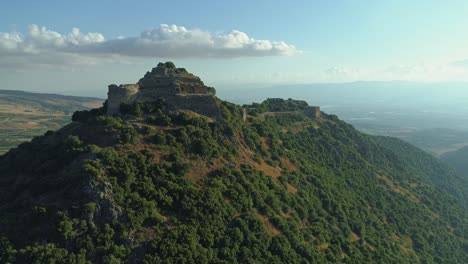 aerial view of a large crusader fortress in the golan heights in north israel