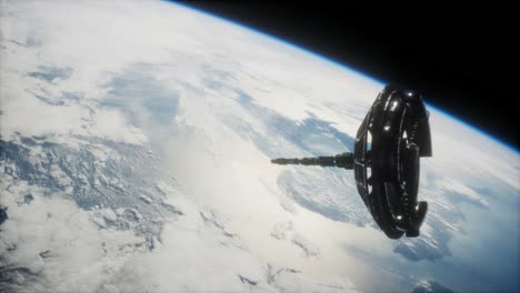 futuristic space satellite orbiting the earth