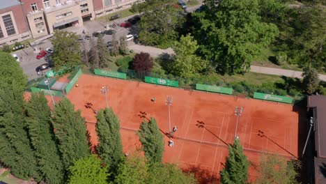 top view of tennis courts at danube park in novi sad, serbia