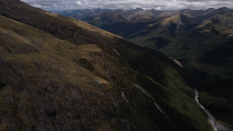 Aerial-view-of-Brewster-Hut,-hiking-location-in-New-Zealand-Alps