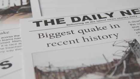 newspaper headline featuring devastation caused by earthquake disaster 18