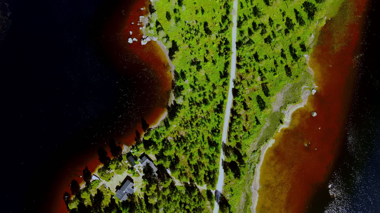 Enhanced Video Of Island In Busjön, Vansbro, Sweden - Aerial shot
