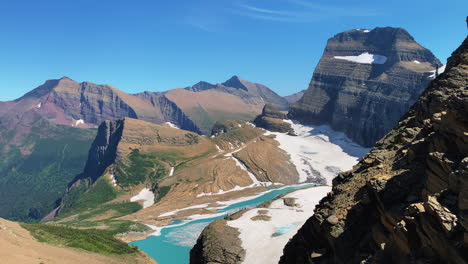 the majestic beauty of the grinnell glacier - glacier national park trail captured from the peak