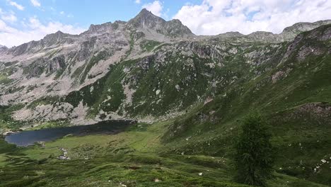 high-altitude view of lago di devero nestled beneath punta della rossa in alpe devero natural park, piedmont alps, italy