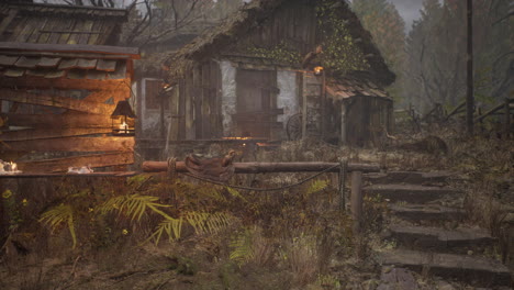 An-old-village-with-wooden-dilapidated-houses