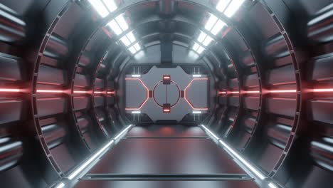 fondo ciencia ficción interior renderización de ciencia ficción corredores de la nave espacial luz roja.