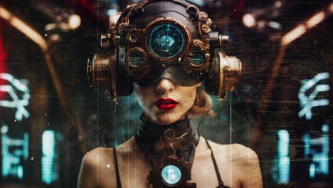 technology female with vr headset in made with ai