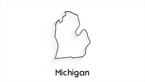 michigan state of the united states of america. animated line location marker on the map. easy to use with screen transparency mode on your video.