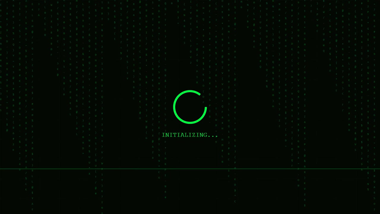 Digital Loading Screen with Matrix Style Falling Code