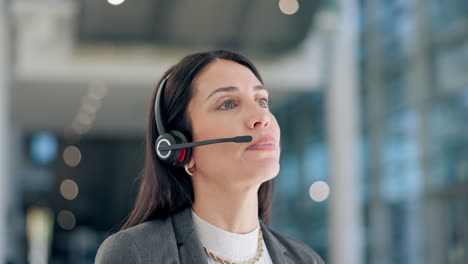 Woman,-call-center-and-listen-with-talking