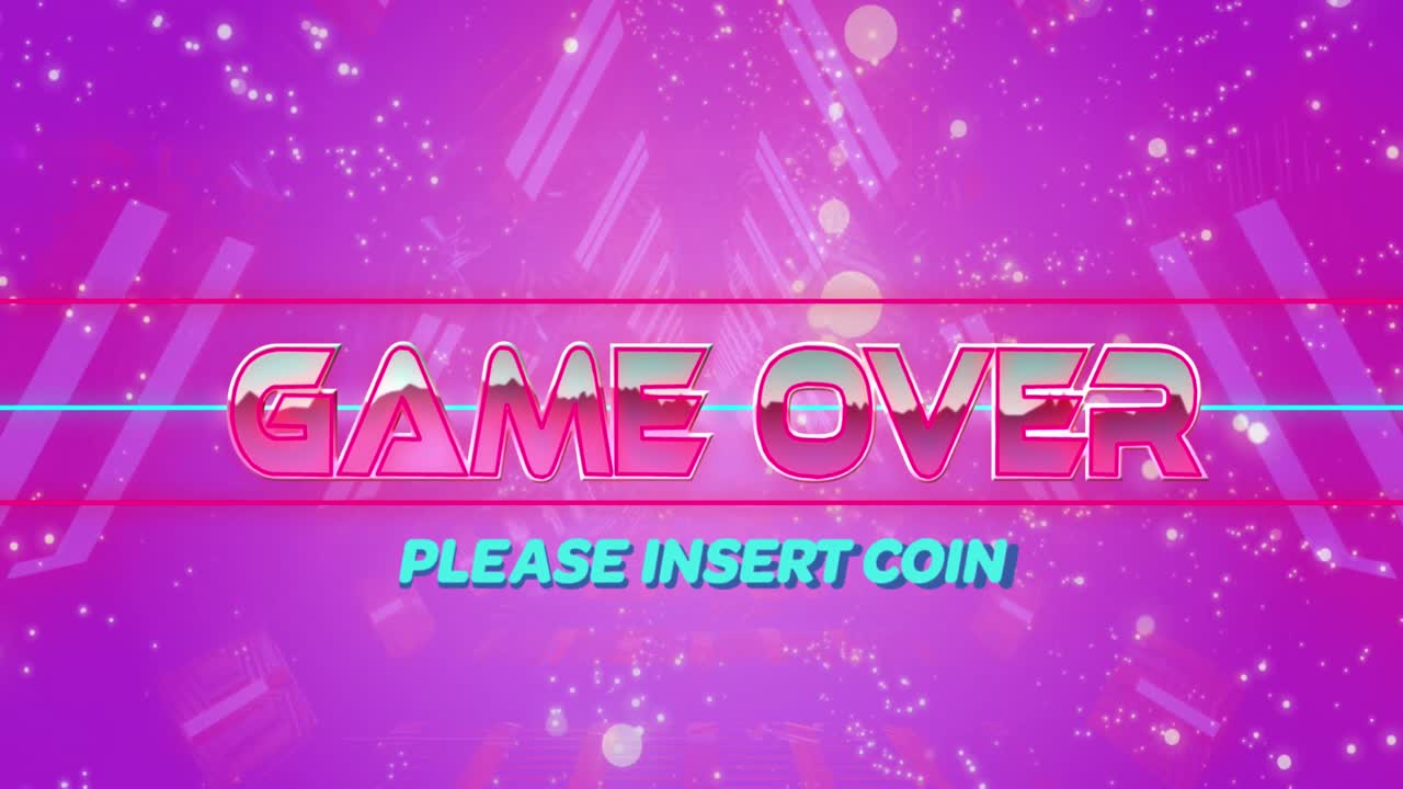 보라색 배경에  ⁇  반점과 터널 원활한 패턴 위에 게임의 텍스트 배너의 애니메이션