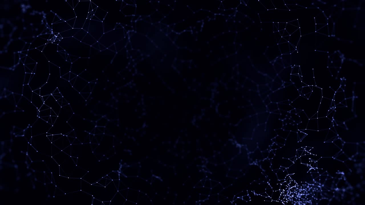 textura del plexo azul con puntos, líneas, triángulos que fluyen sobre un fondo negro, bucle sin costuras. animación. redes informáticas, conceptos de tecnologías, textura curva geométrica