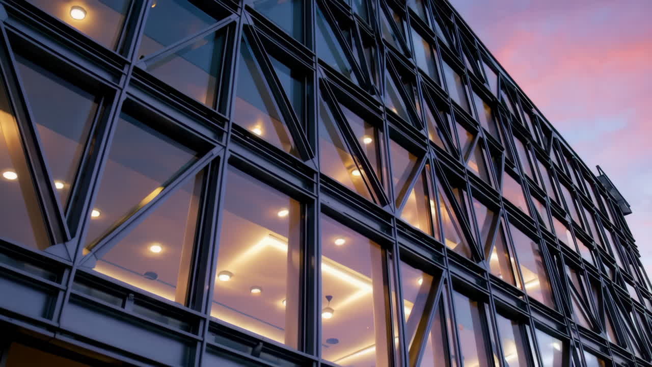 Modern Building Facade at Sunset
