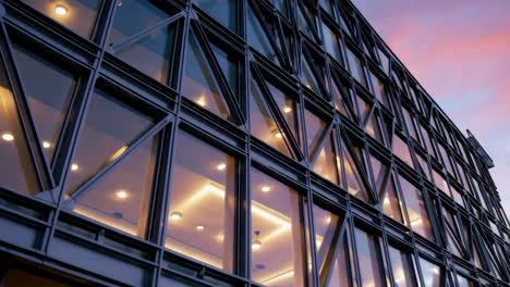 modern building facade at sunset