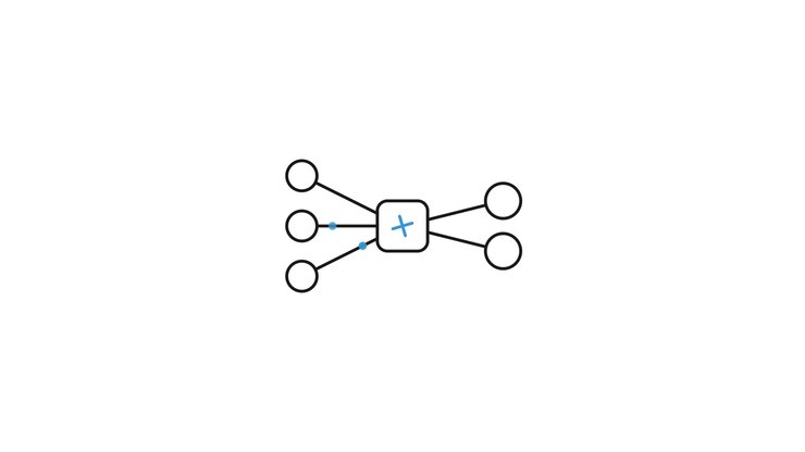 Animated Network Diagram Showing Data Connections and Central Hub