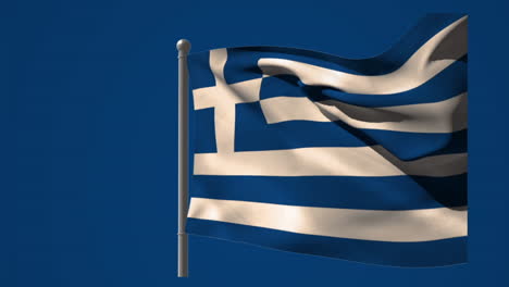 animation of flag of greece waving on dark blue background