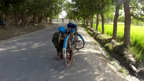 pumping the bicycle