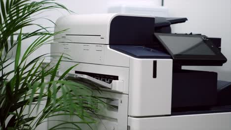 Office-Printer-Beside-Green-Plant:-Workplace-Efficiency