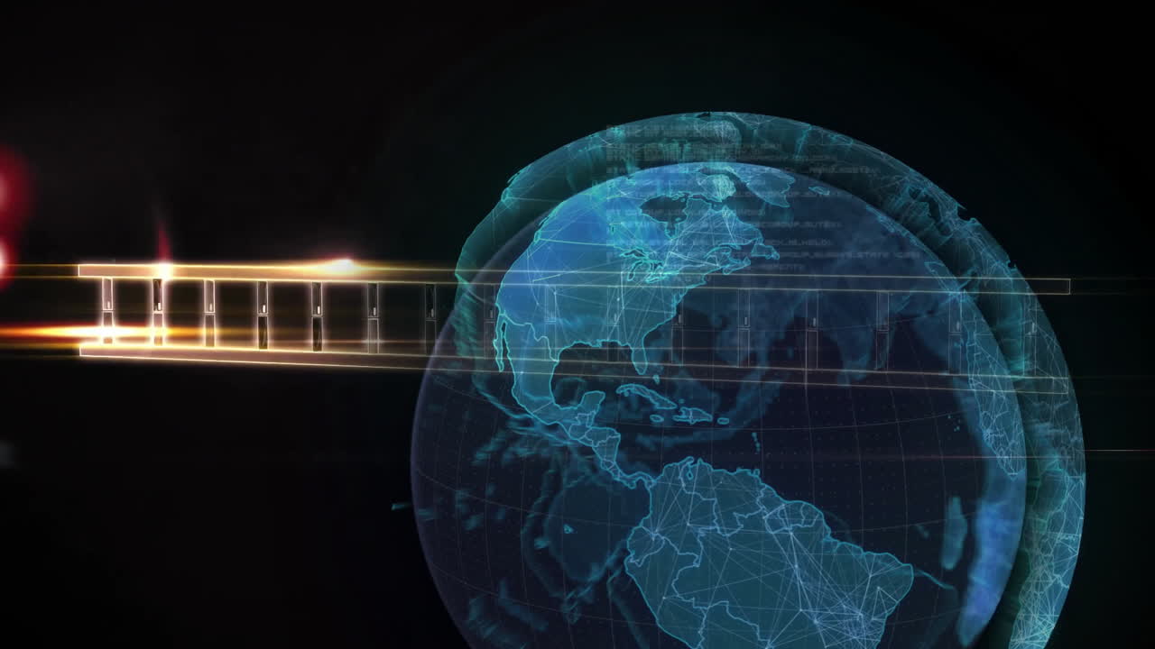 애니메이션 dna 스트랜드와 네트워크 연결을 가진 디지털 글로브