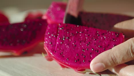 slicing dragon fruit