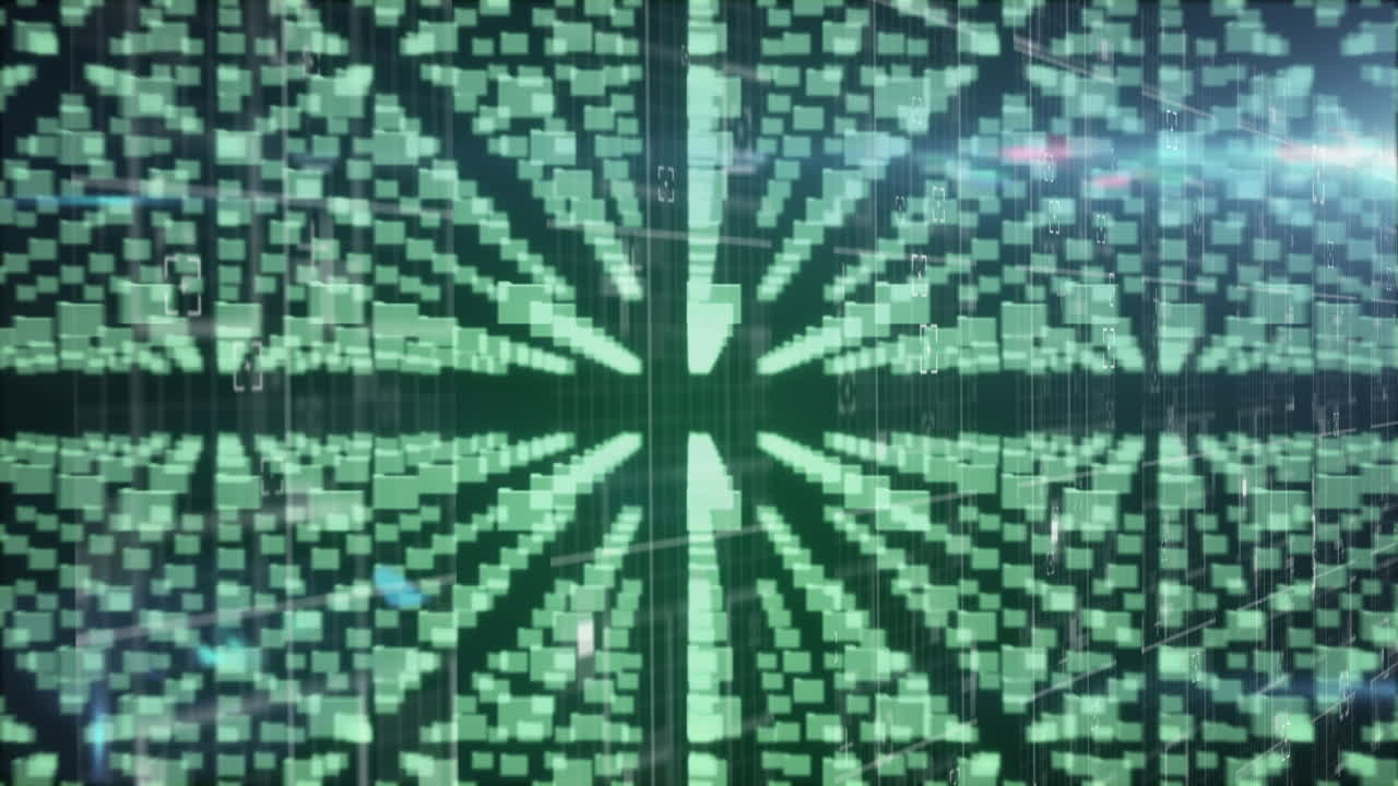 animación de una red de archivos digitales y un candado de seguridad en línea con procesamiento de datos