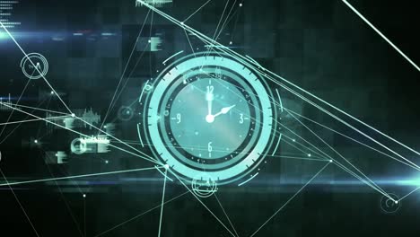 animación de la red de conexiones durante el reloj moviéndose rápidamente