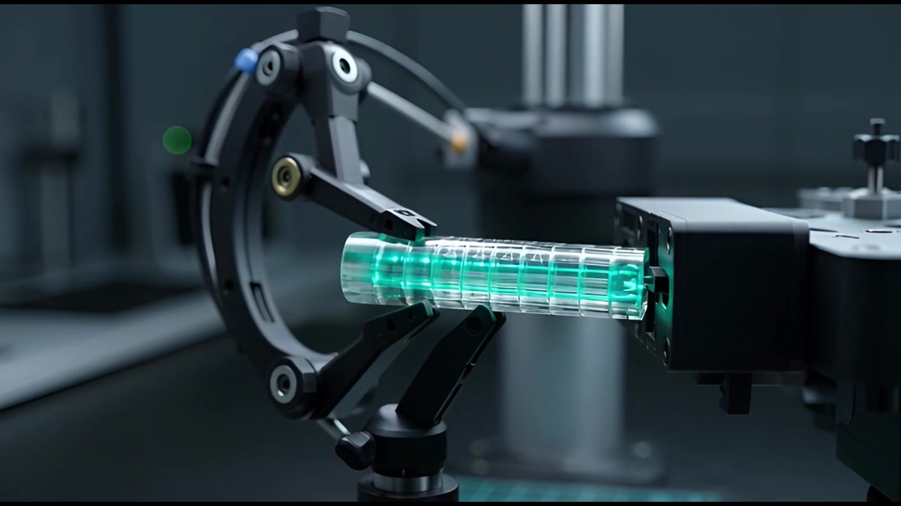 Green Laser Scanning Transparent Object in a High-Tech Laboratory