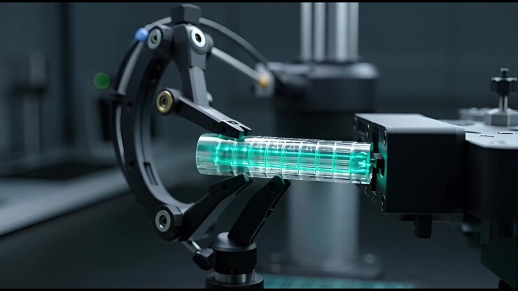 Green Laser Scanning Transparent Object in a High-Tech Laboratory