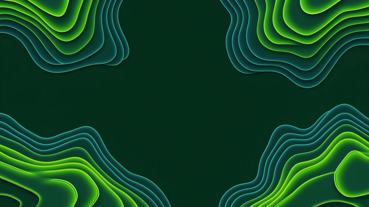 Animated Abstract Green Background with Wavy Paper Cut Layers