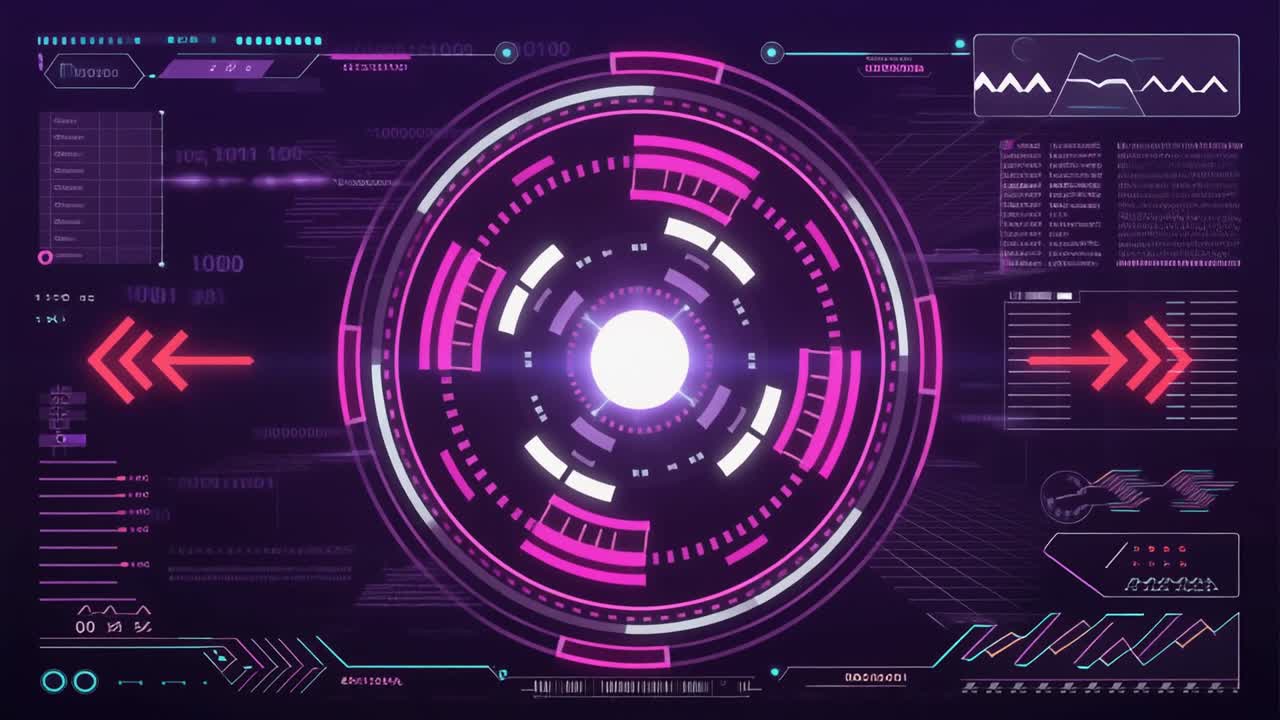 Futuristic Digital Interface with Glowing HUD Elements