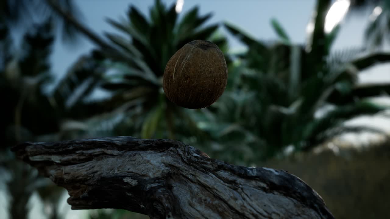 extrema cámara lenta cayendo coco en la jungla