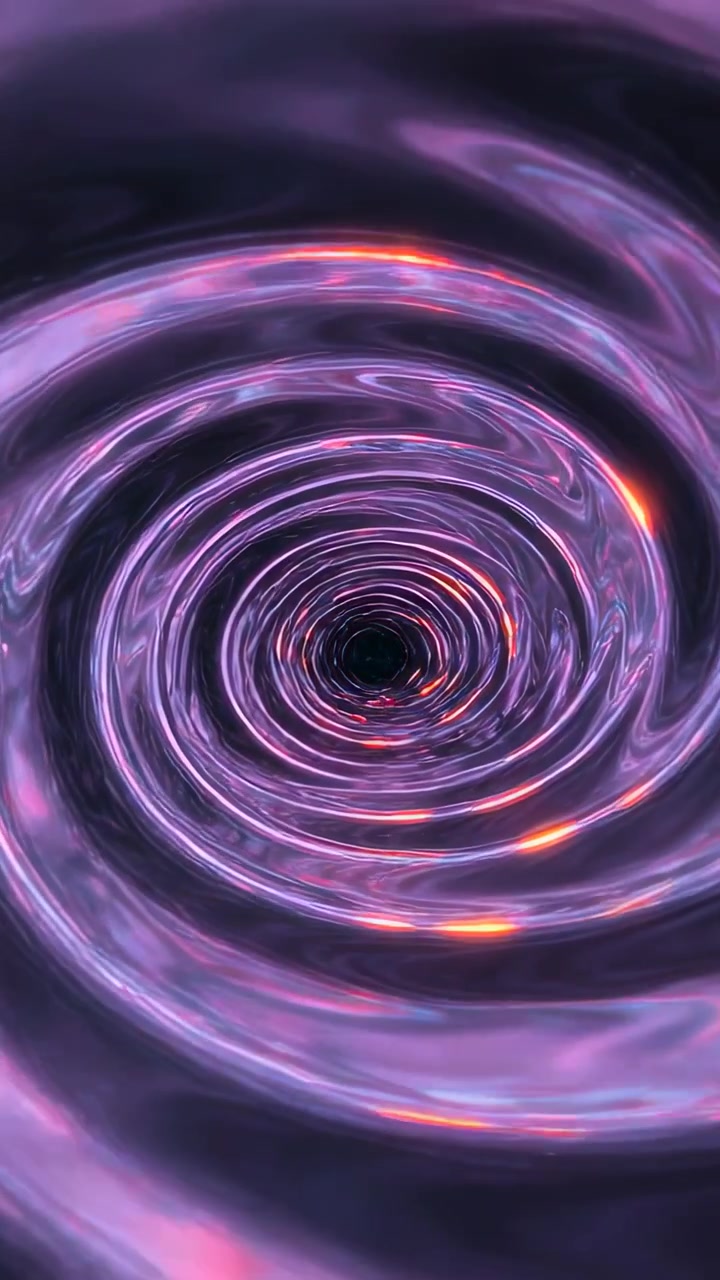Vertical video: Clip starting rings spiraling inward in abstract aperture imply motion, orange glow
