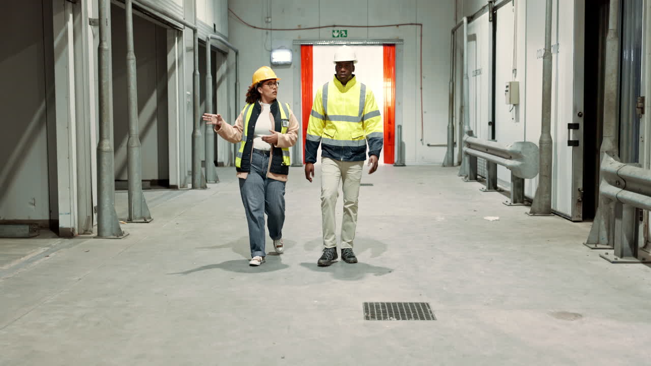 Construction, walking and people in building | Premium Stock Video Footage