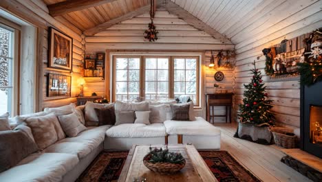 cozy christmas cabin living room