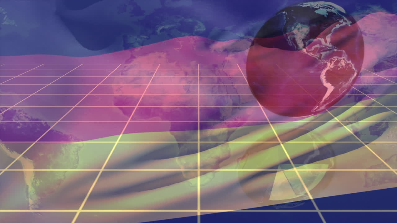 animación de la faja sobre la bandera de alemania y el globo
