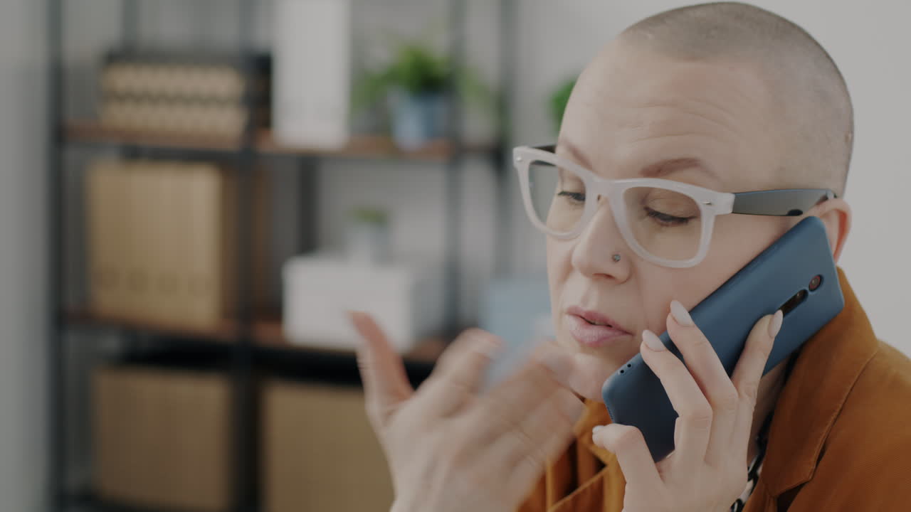 Woman on Phone Call in Office