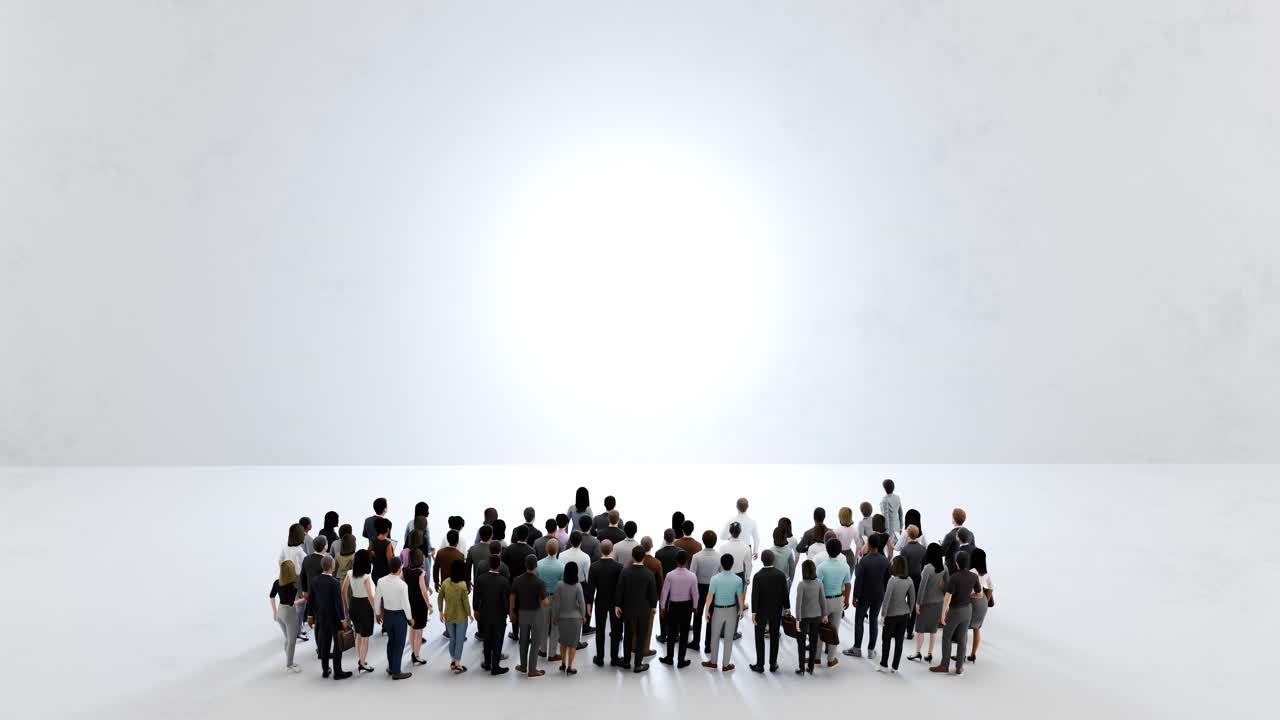Diverse Crowd Standing Together on a White Background