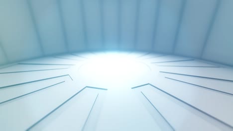 bright light, revolving white stage platform