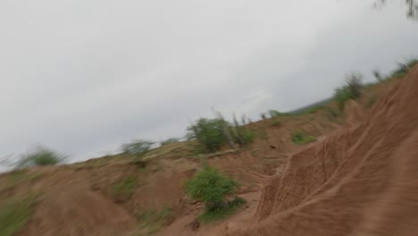 Fly-Over-Maze-On-Arid-Landscape-Of-Tatacoa-Desert,-Huila-Department,-Colombia